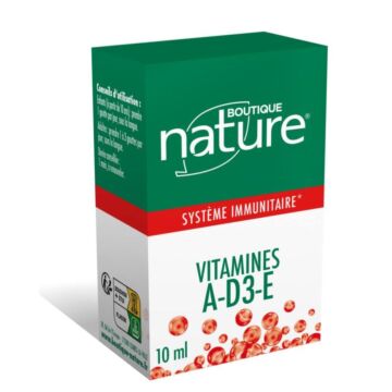 Vitamines A-D3-E - Système immunitaire - Boutique Nature - Flacon compte-gouttes