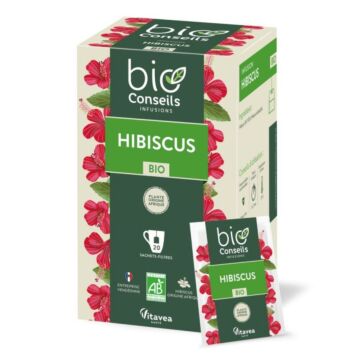 Bioconseils Infusion Hibiscus Bio - Boîte de 20 sachets-filtres