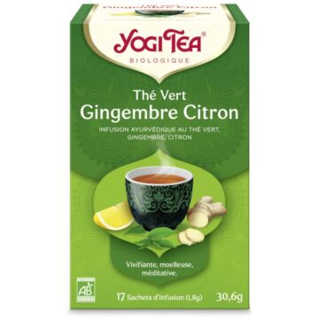 Infusion ayurvédique Thé vert gingembre citron bio - Yogi Tea - 17 infusettes