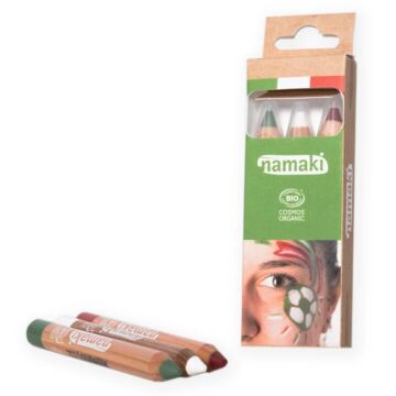 Kit 3 crayons de maquillage enfants Vert Blanc Rouge bio - Namaki