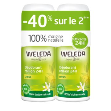 Lot de 2 déodorants roll-on 24h citrus bio - Weleda
