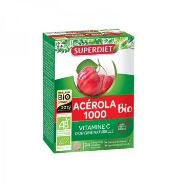 Acérola bio 1000 Vitamine C à croquer - Super Diet - 24 comprimés