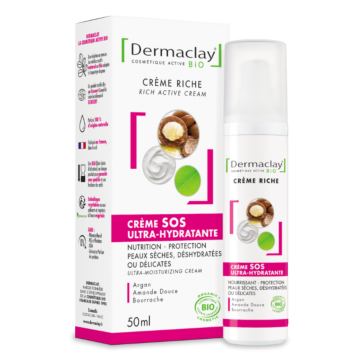 Crème SOS ultra hydratante Bio - Dermaclay - Eumadis