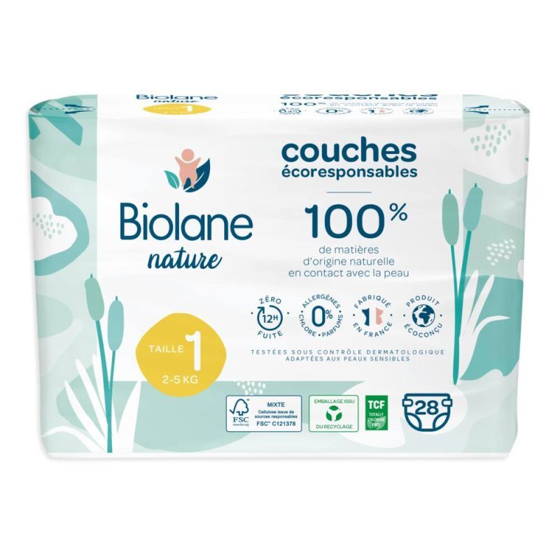 BIOLANE - Couche Taille 1 - (2-5 kg) - Peaux Sensibles - Ultra